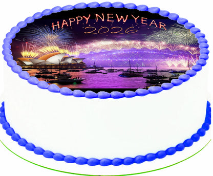 Edible Icing Images Cake Topper New Year Sydney Opera House -themed.