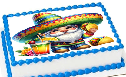 Edible Icing Images Sheet Cake Topper Cinco De Mayo Gnome-themed.