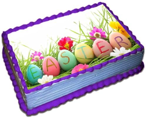 Edible Icing Images Sheet Cake Topper Easter Tulips-themed.