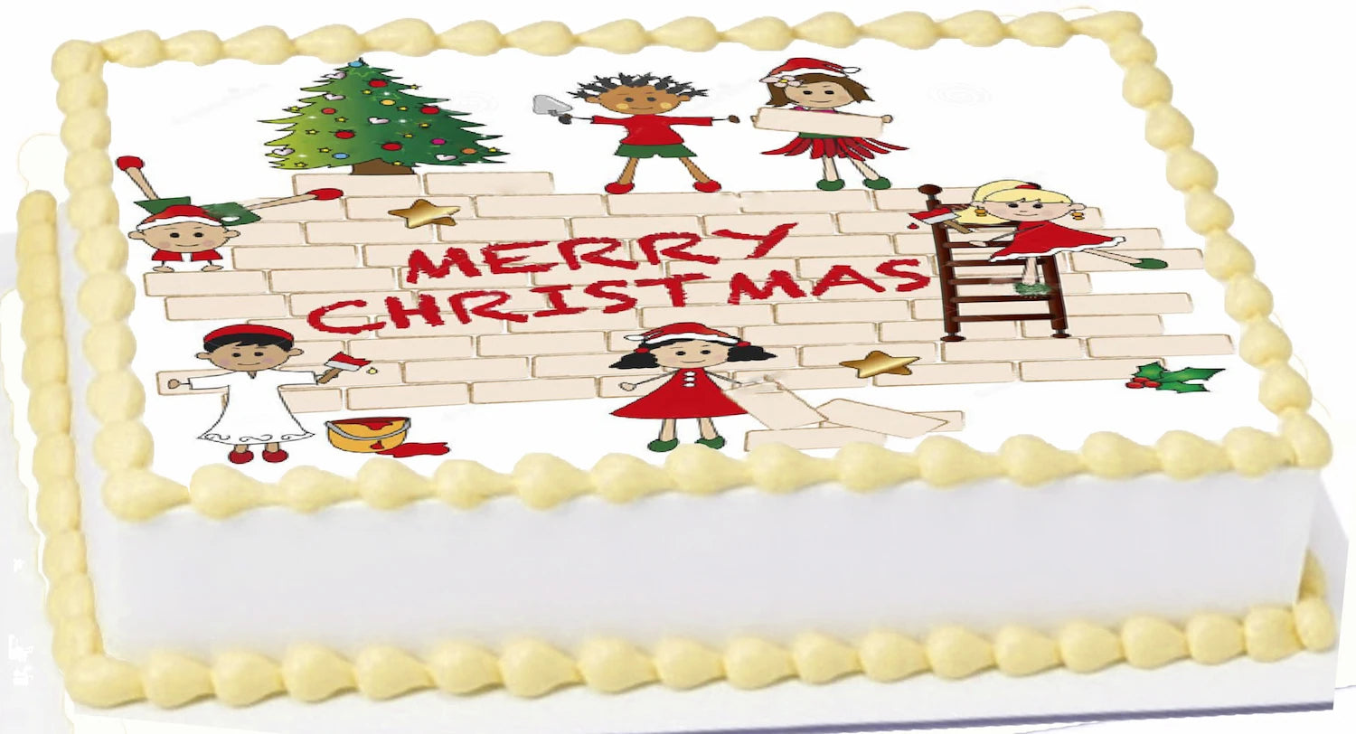 Edible Icing Images Sheet Cake Topper Merry Christmas To All-themed.