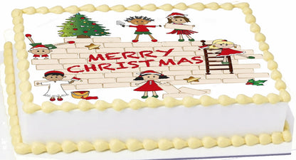 Edible Icing Images Sheet Cake Topper Merry Christmas To All-themed.
