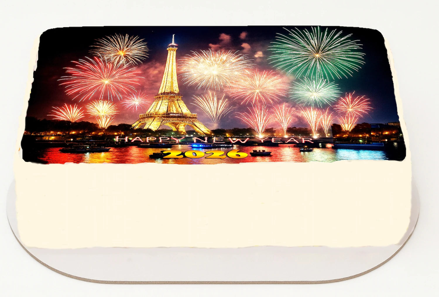 Edible Icing Images Sheet Cake Topper New Year Eiffel Tower-themed.