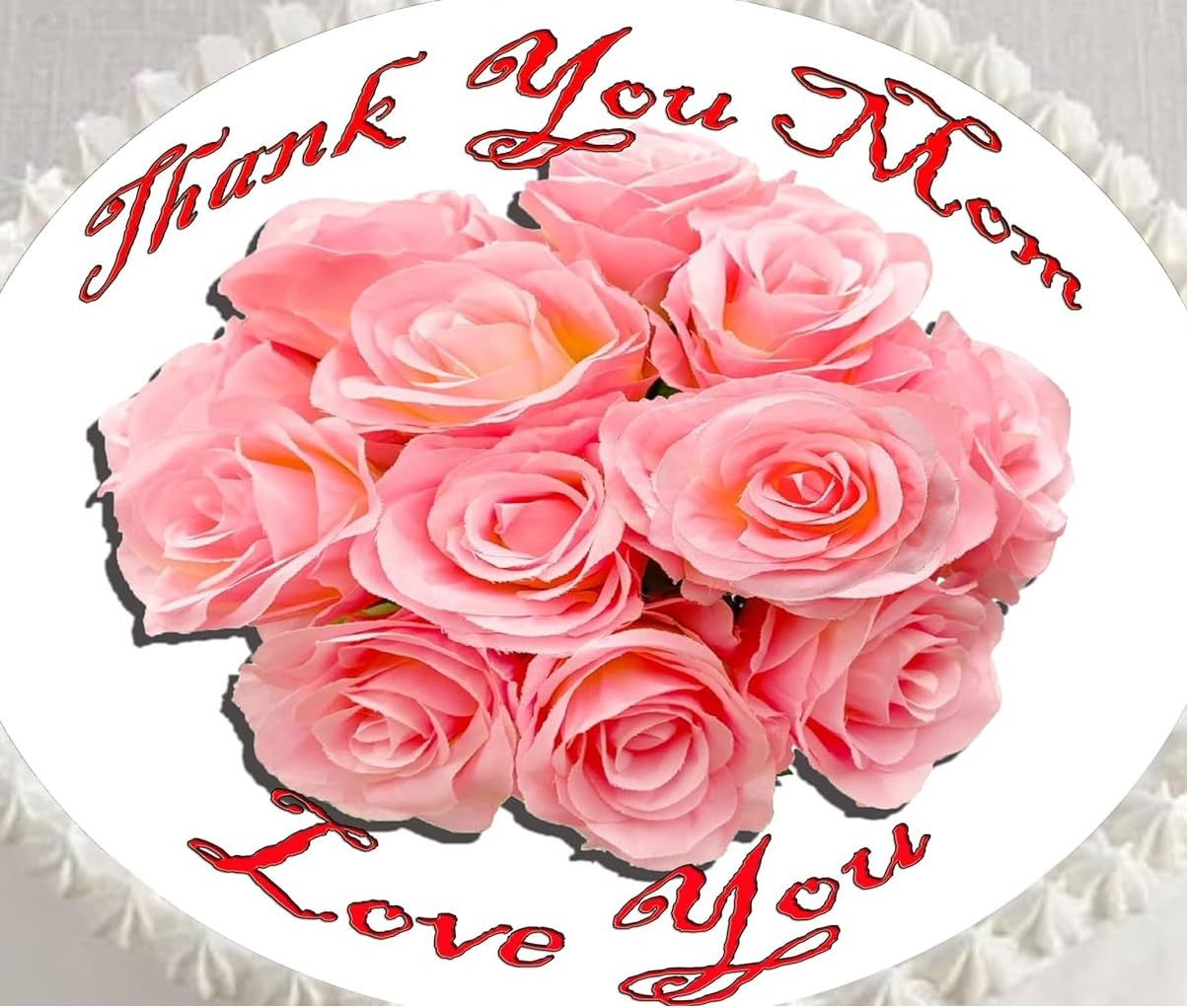 Edible Icing Images Cake Topper with Mothers Day Peach Roses