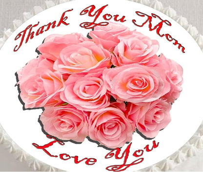 Edible Icing Images Cake Topper with Mothers Day Peach Roses