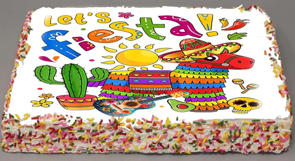Edible Icing Images Sheet Cake Topper Cinco De Mayo Lets Fiesta Design