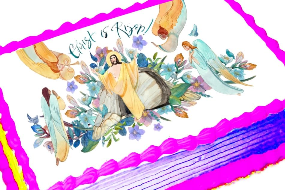 Edible Icing Images Sheet Cake Topper Easter He Has Risen Square Design