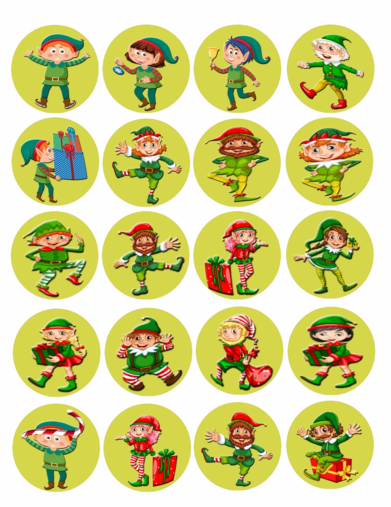 Elf Christmas Edible image Cookie & Cupcake Topper - Sheet of 20