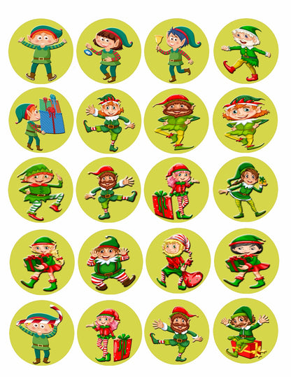 Elf Christmas Edible image Cookie & Cupcake Topper - Sheet of 20