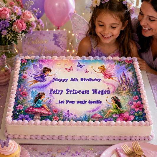 Fairy Princess Birthday Edible Image Cake Topper -1/4 Icing Sheet