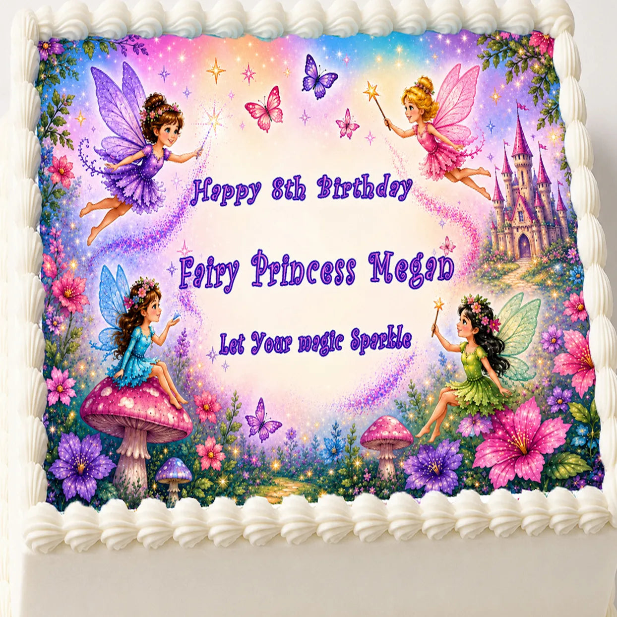 Custom Edible Image Cake Topper - Magical Fairy Princess Birthday -1/4 Icing Sheet - RA Pape Fun to use