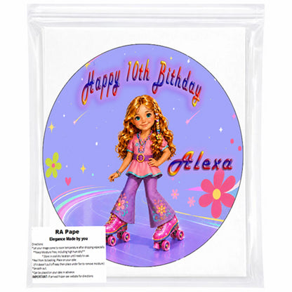 We send you Fashion Doll Roller Skater Edible Image Cake Topper - precut 8" Icing Sheet - RA Pape