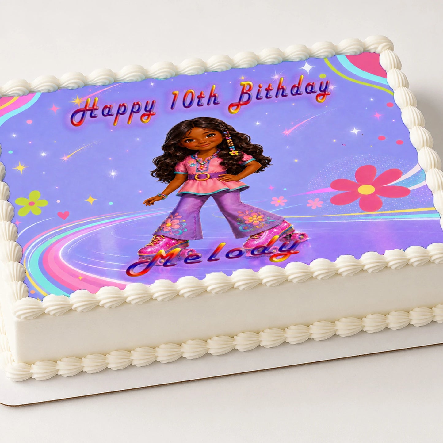 Fashion Doll Roller Skater Edible Image Cake Topper - 1/4 Icing Sheet - RA Pape