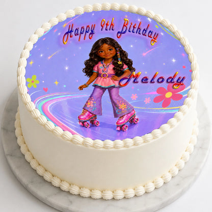 Fashion Doll Roller Skater Edible Image Cake Topper - precut 8" Icing Sheet - RA Pape