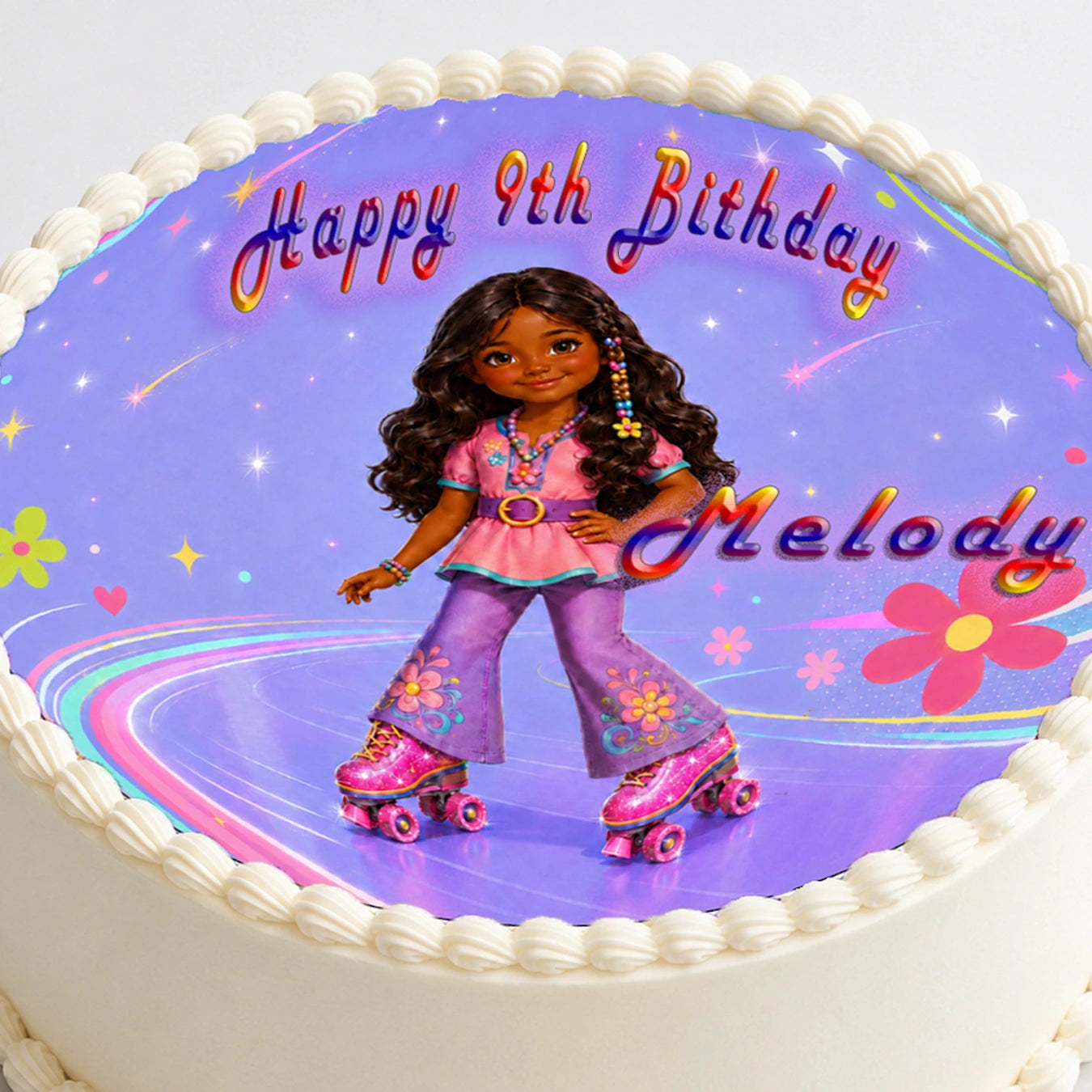 Fashion Doll Roller Skater Edible Image Cake Topper - precut 8" Icing Sheet - RA Pape Easy to use