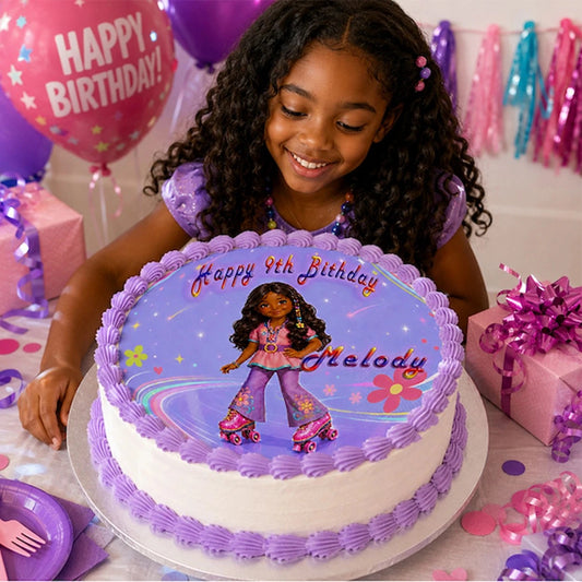Fashion Doll Birthday Edible Image Cake Topper - Precut 8" Icing Sheet