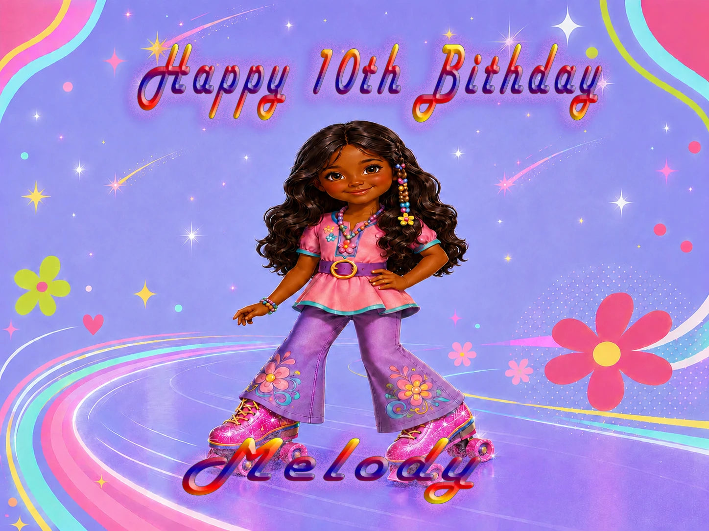 Easy to use Fashion Doll Roller Skater Edible Image Cake Topper - 1/4 Icing Sheet - RA Pape