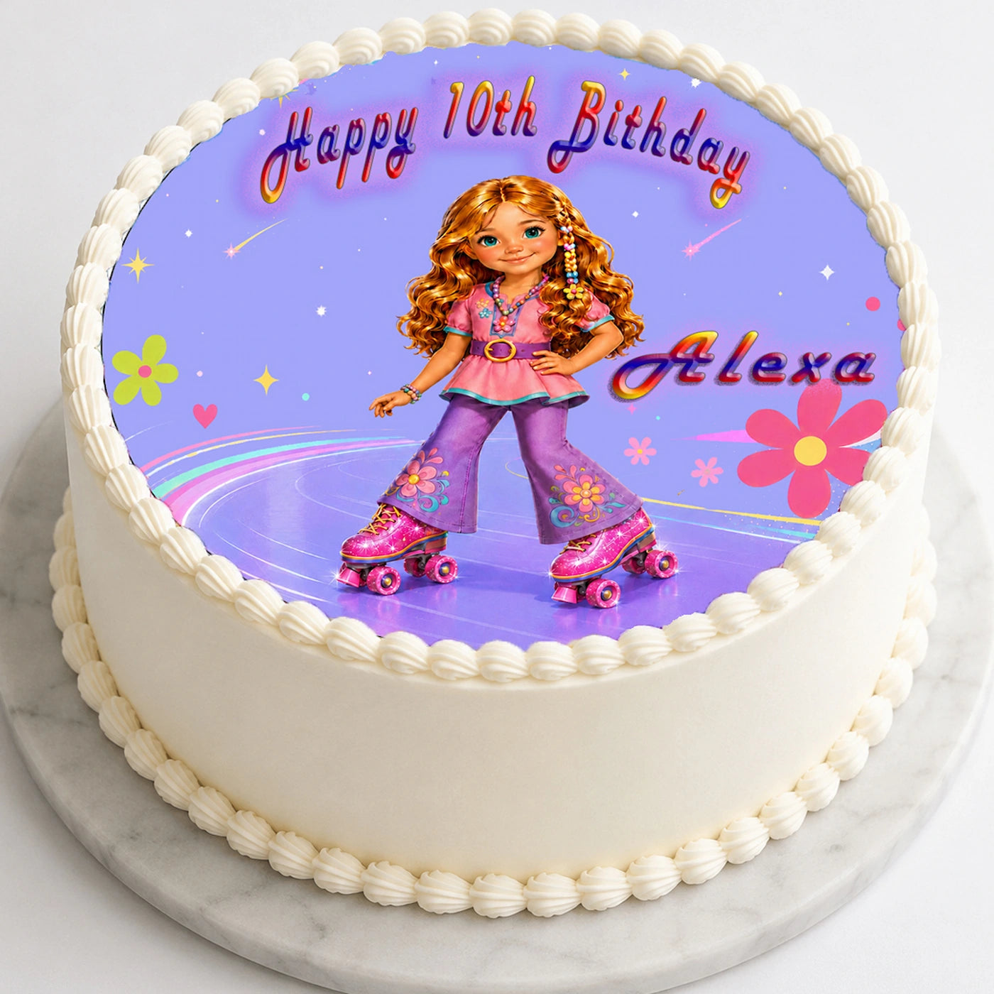 Fashion Doll Roller Skater Edible Image Cake Topper - precut 8" Icing Sheet - RA Pape