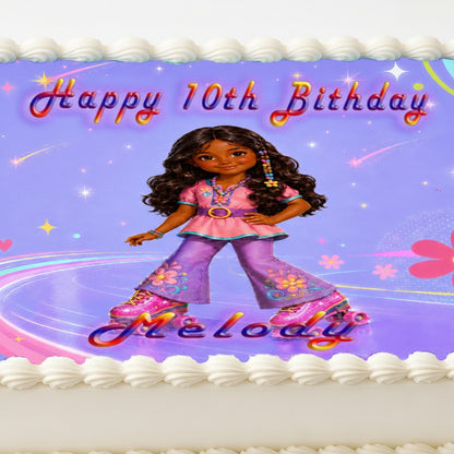 Fashion Doll Roller Skater Edible Image Cake Topper - 1/4 Icing Sheet - RA Pape A Closer look 