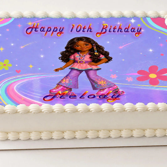 Fashion Doll Birthday Edible Image Cake Topper - 1/4 Icing Sheet