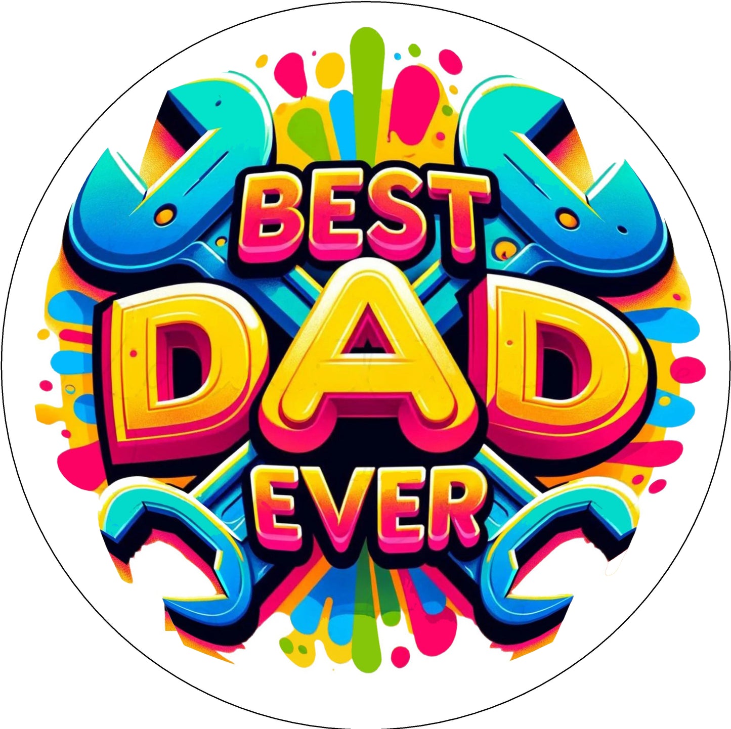 Fathers Day Best Dad Ever Edible Image Cake Topper Precut