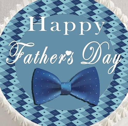 Custom Edible Cake Topper – Fathers Day Bowtie Design – Pre-cut 8" Round Icing Sheet – RA Pape
