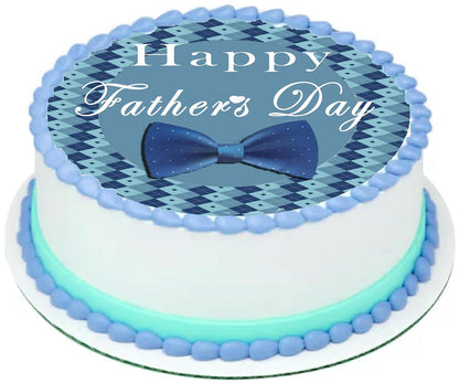 Edible Icing Images Cake Topper with Fathers Day Bowtie-themed decoration