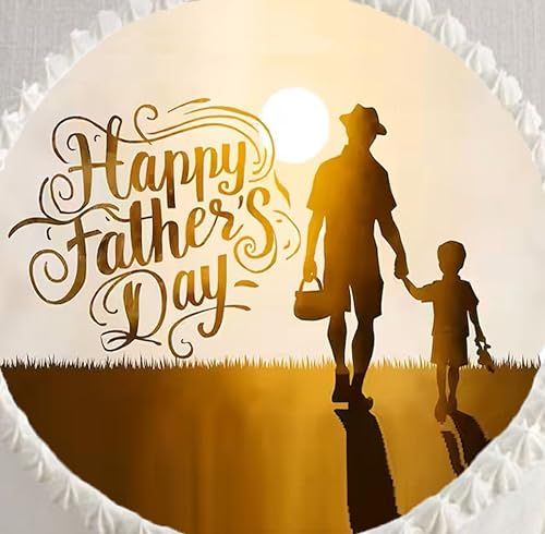 Custom Edible Cake Topper – Fathers Day Father and Son Design – Pre-cut 8" Round Icing Sheet – RA Pape