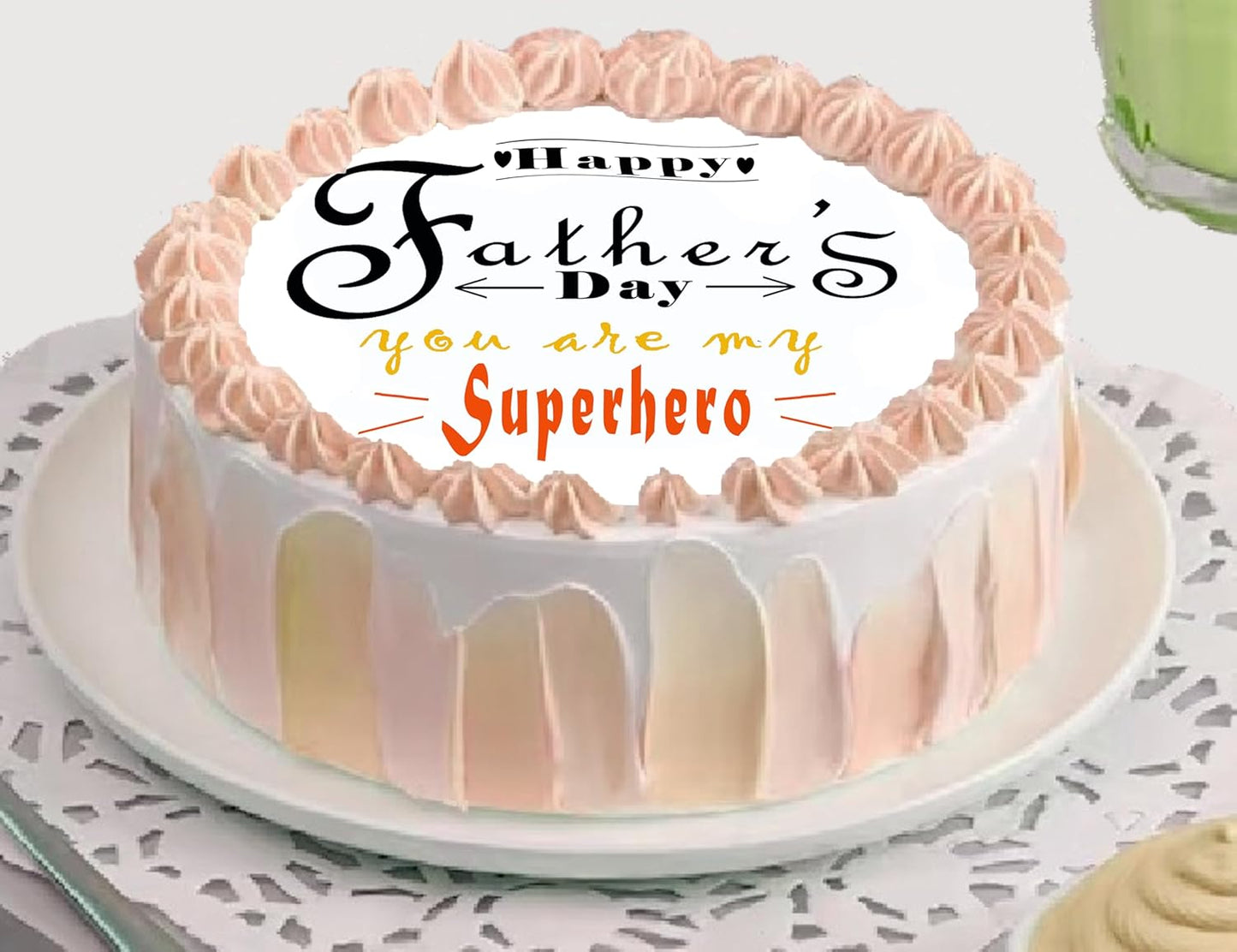 Edible Icing Images Cake Topper with Fathers Day Superhero-themed decoration
