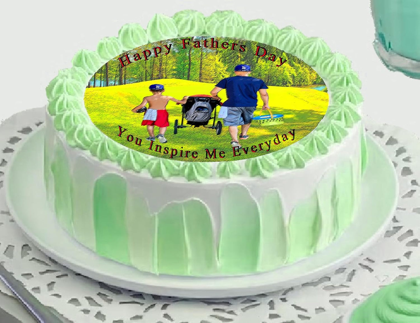 Edible Icing Image Cake Topper with Fathers Day You Inspire Me themed decoration