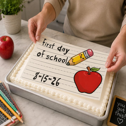 First Day At School Edible Image Cake Topper 1/4 Icing Sheet - RA Pape