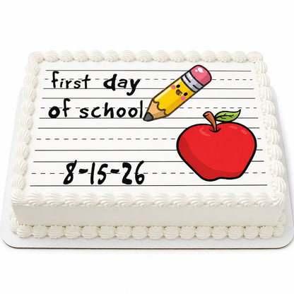 First Day At School Edible Image Cake Topper 1/4 Icing Sheet - RA Pape