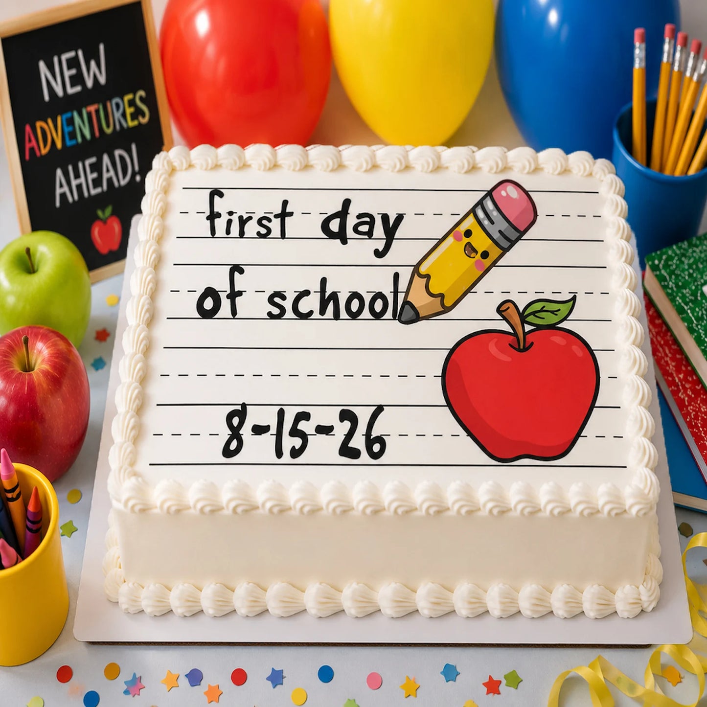 First Day At School Edible Image Cake Topper 1/4 Icing Sheet - RA Pape