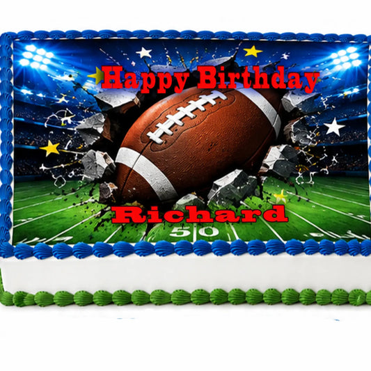 Football Edible Image Cake Topper - 1/4 Icing Sheet - RA Pape