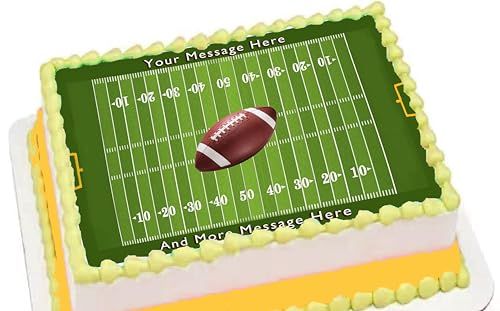 Custom Edible Cake Topper – Football Field Design – 1/4 Sheet Cake (9x13) – Precut Icing Sheet – RA Pape