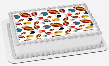 Custom Edible Cake Topper – Football Game Design – 1/4 Sheet Cake (9x13) – Precut Icing Sheet – RA Pape