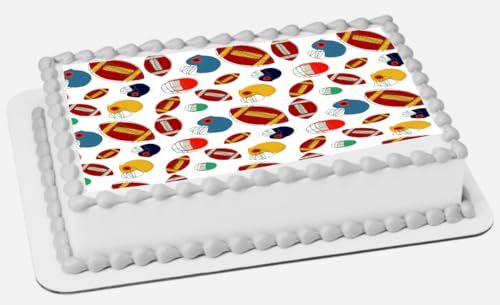 Custom Edible Cake Topper – Football Game Design – 1/4 Sheet Cake (9x13) – Precut Icing Sheet – RA Pape
