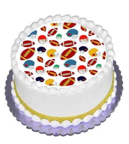 Custom Edible Cake Topper – Football Game Design – Pre-cut 8" Round Icing Sheet – RA Pape