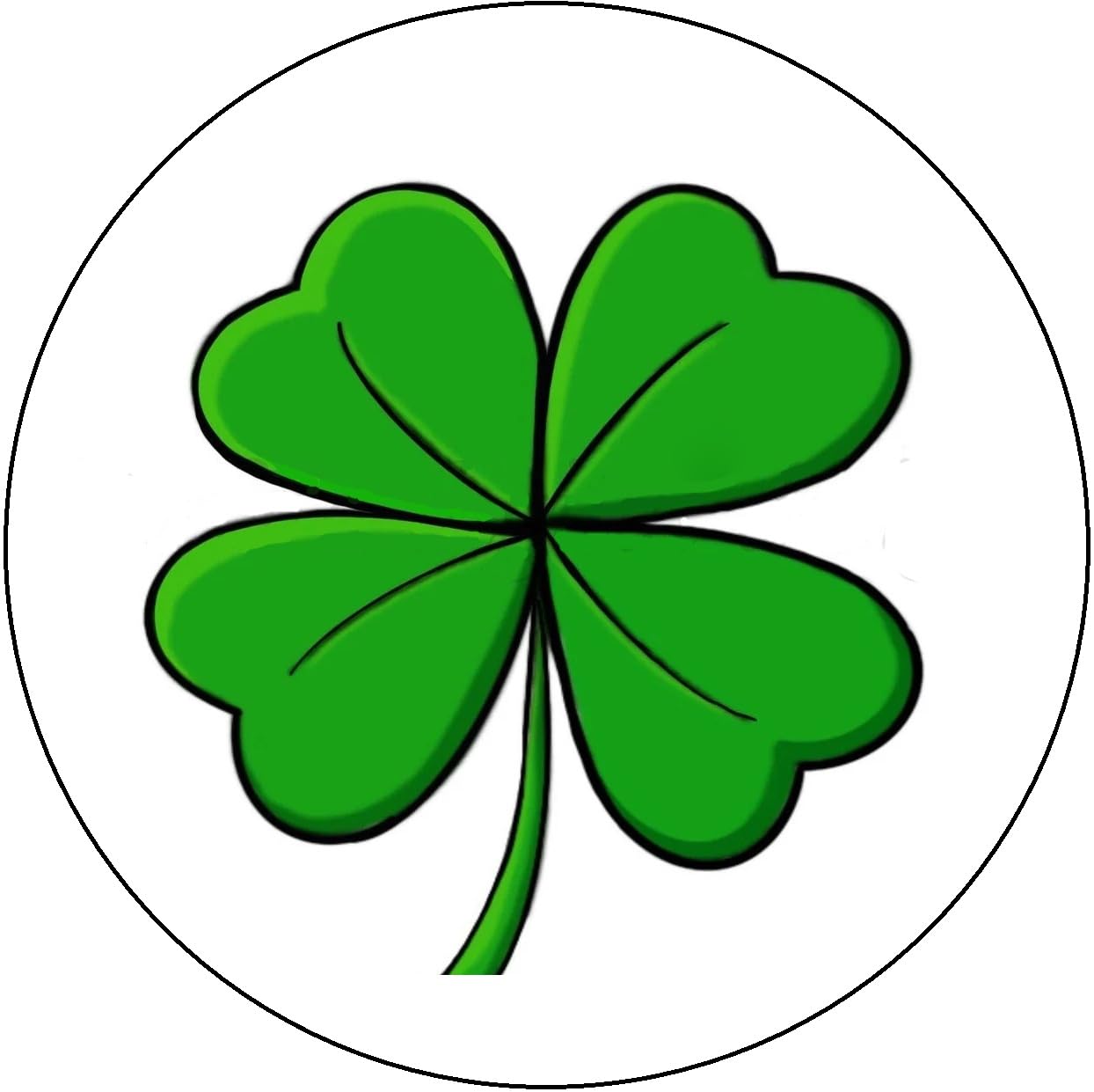 Green four-leaf clover on a edible icing image