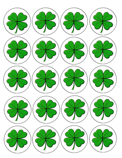 Get your Irish on With 4 Leaf Clover St. Paddy Day Edible Image Cookie & Cupcake Toppers-Sheet of 20