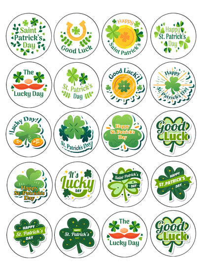 Set of 20 St Paddy Day Edible Image Cookie & Cupcake Toppers –  Precut 2” Rounds