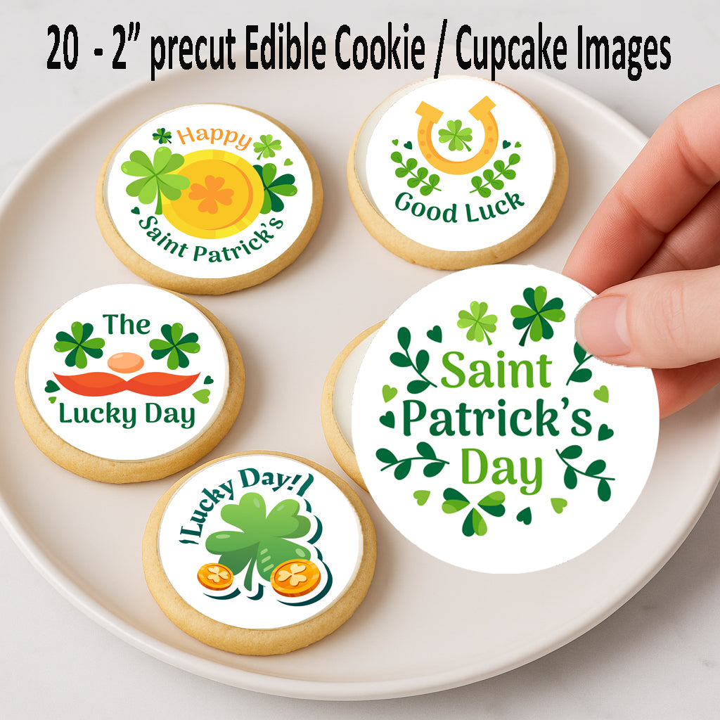 Get your Irish on With Happy St Paddy Day Edible Image Cookie & Cupcake Toppers –  Precut 2” Rounds
