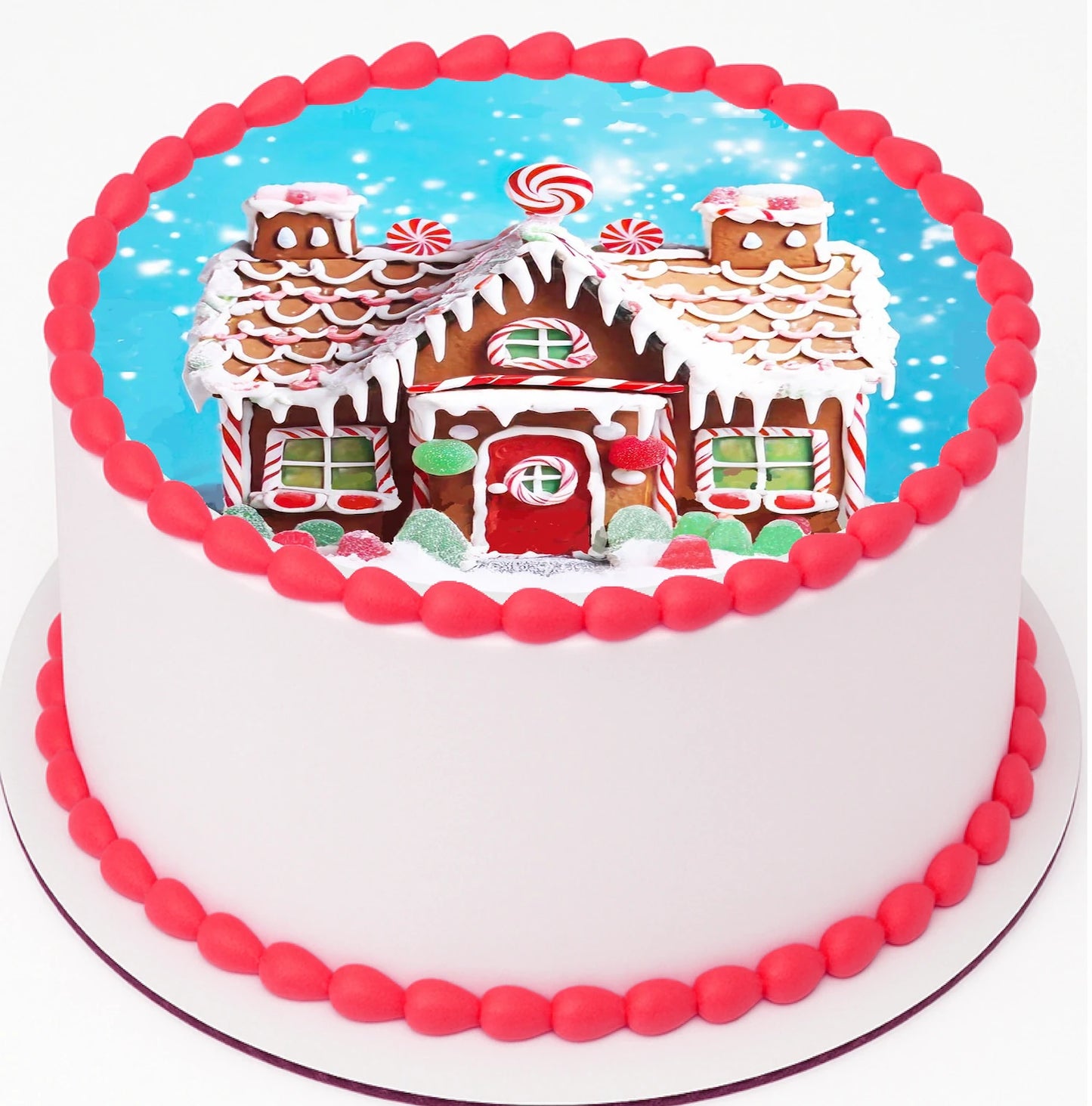 Gingerbread House Christmas Edible Image Cake Topper - Easy to use