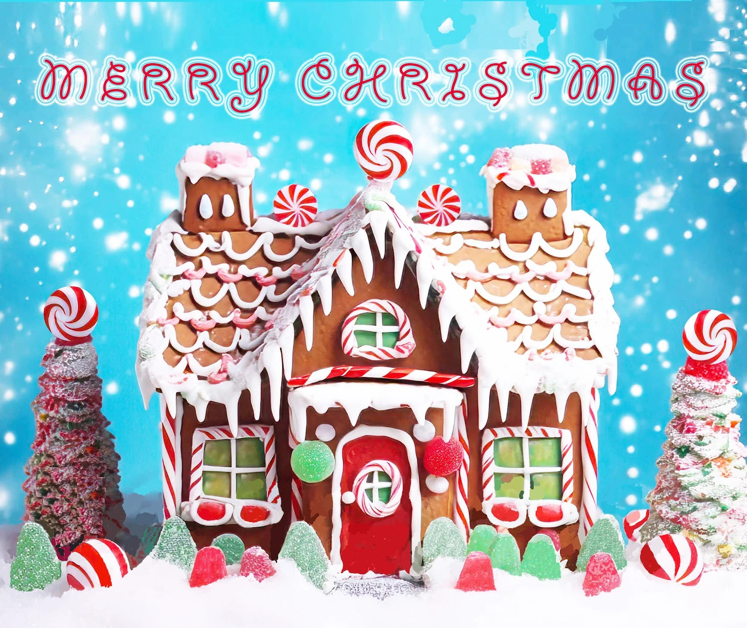 Gingerbread House Christmas Edible Image Sheet Cake Topper - Ready to use