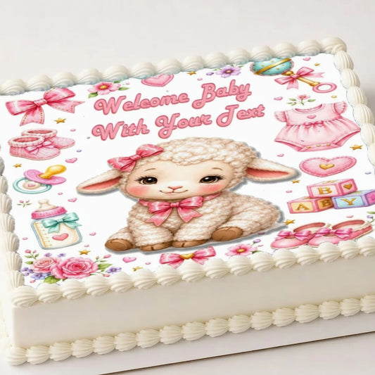 Girl Baby Shower Edible Image Cake Topper - 1/4 Icing Sheet