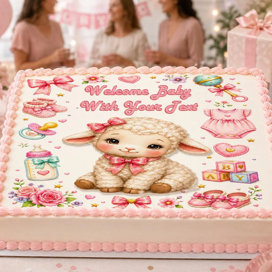 Girl Baby Shower Edible Image Cake Topper - 1/4 Icing Sheet