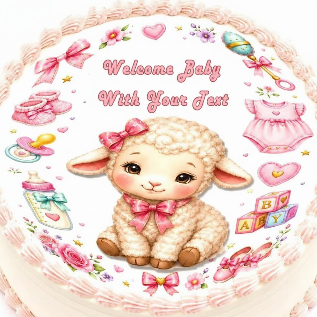 Girl Baby Shower Custom Edible Image Cake Topper - Precut 8" Icing Sheet