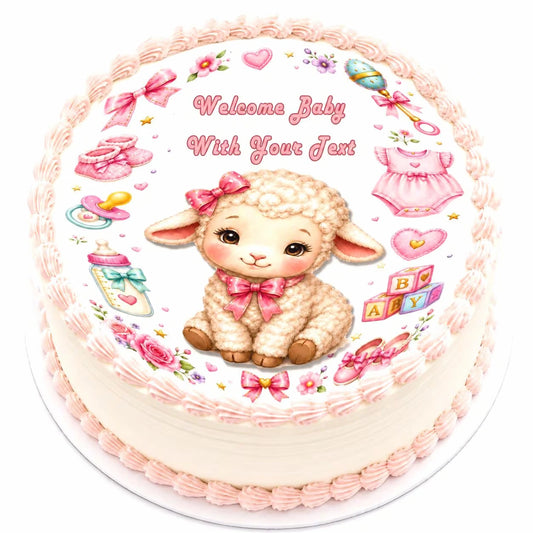 Girl Baby Shower Edible Image Cake Topper - Precut 8" Icing Sheet
