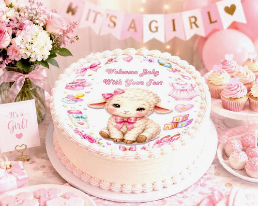 Girl Baby Shower Edible Image Cake Topper - Precut 8" Icing Sheet