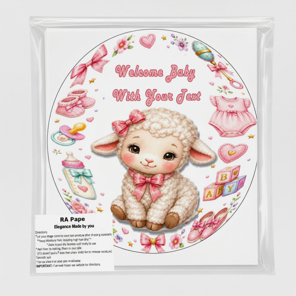 Girl Baby Shower Custom Edible Image Cake Topper - Precut 8" Icing Sheett Storage
