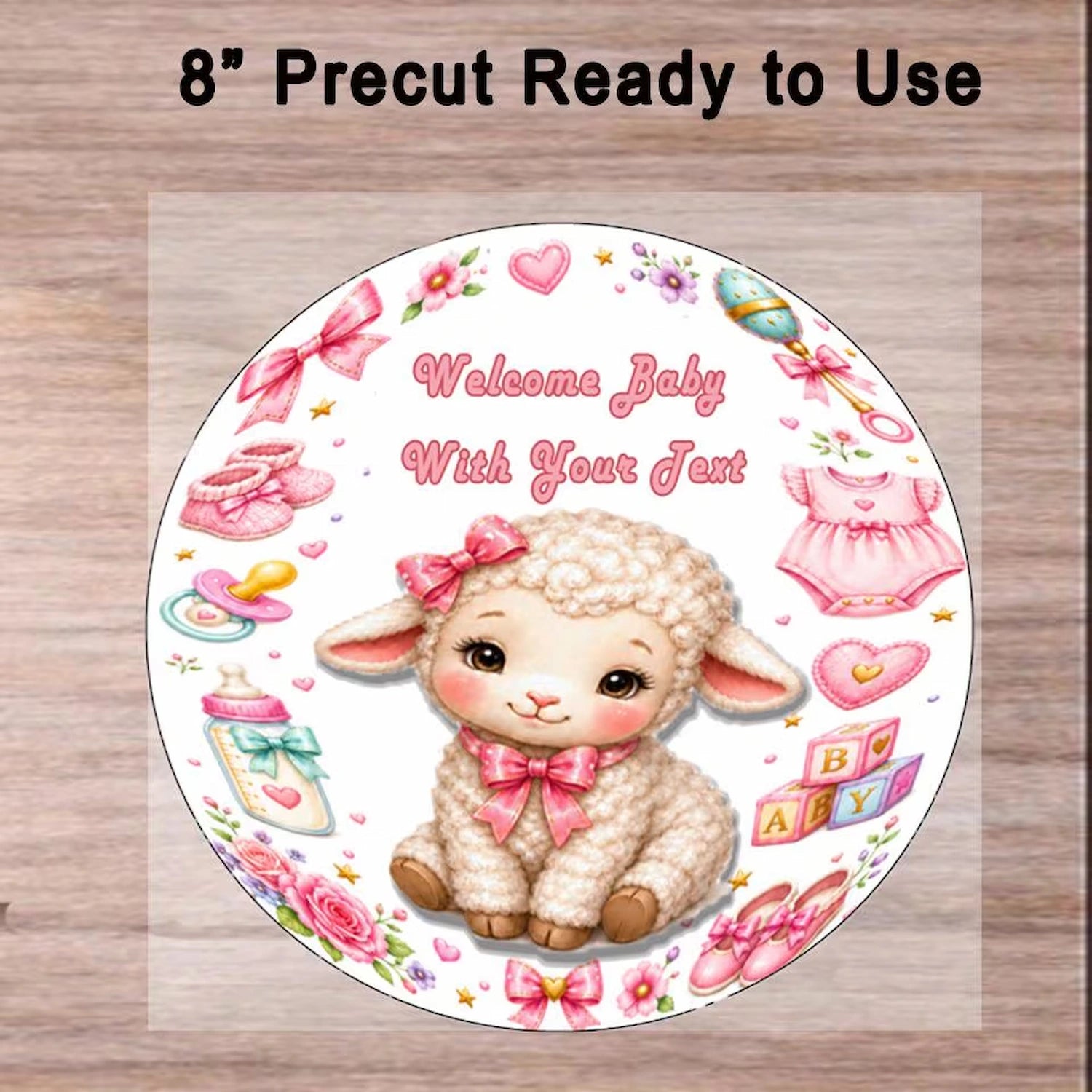 Girl Baby Shower Custom Edible Image Cake Topper - Precut 8" Icing Sheet ready to use